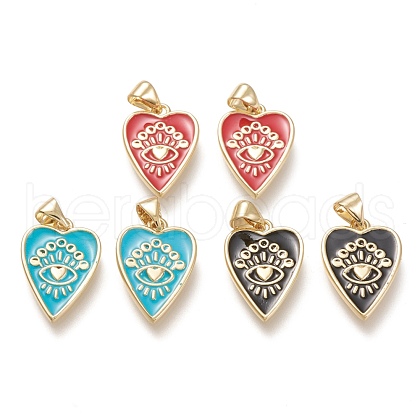 Brass Enamel Pendants ZIRC-F116-10-G-1