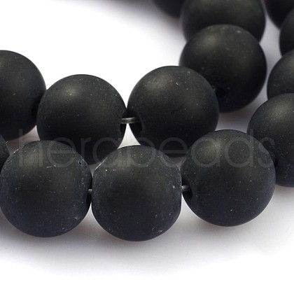 Frosted Glass Round Bead Strands GLAA-J079-02-10mm-1