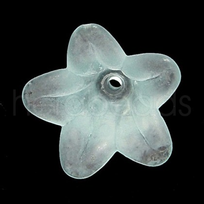 Light Cyan Frosted Transparent Acrylic Flower Beads X-PLF018-13-1