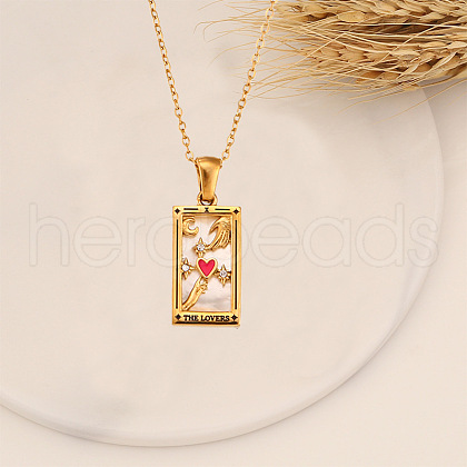 Stainless Steel Enamel Tarot Pendant Necklaces FS-WG91854-03-1