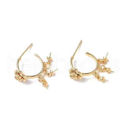 Brass Clear Cubic Zirconia Stud Earring Findings KK-B063-23G-1