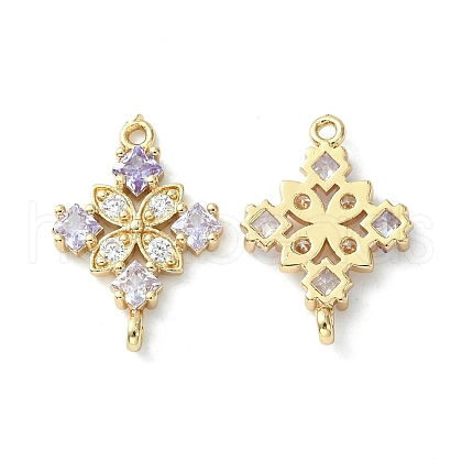 Brass Pave Cubic Zirconia Connector Charms KK-G462-45KCG-05-1
