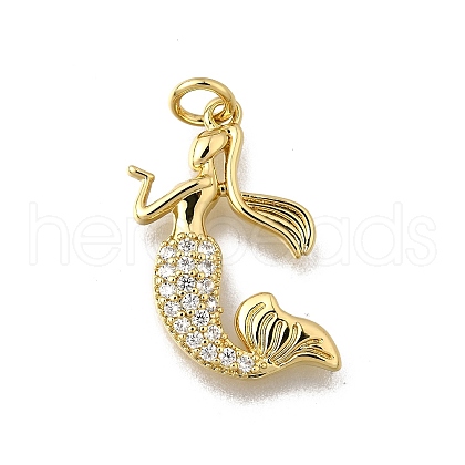 Brass Micro Pave Clear Cubic Zirconia Pendants KK-F899-06G-1