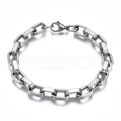201 Stainless Steel Chunky Cable Chain Bracelet for Men Women BJEW-S057-75-1