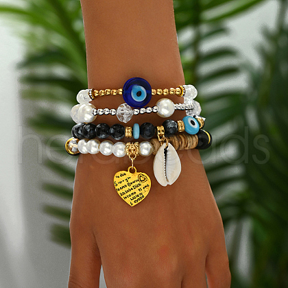 Fashionable Real 18K Gold Plated Eye Beaded Bracelet Set TS4937-1