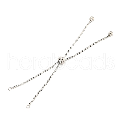 Non-Tarnish Adjustable 304 Stainless Steel Box Chain Slider Bracelet Making MAK-L038-001P-05-1