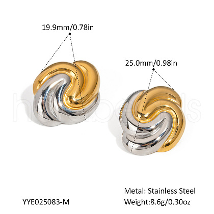 Stainless Steel Two Tone Stud Earrings MA4324-2-1