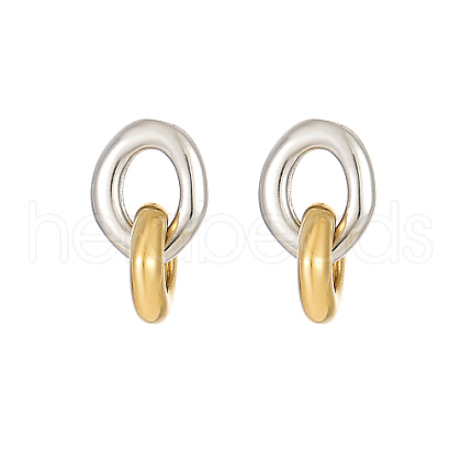 Two Tone Titanium Steel Ring Dangle Stud Earrings SF3077-1