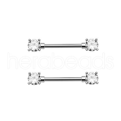 Brass Clear Cubic Zirconia Nipple Rings WG88A97-09-1