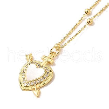 Heart Micro Pave Clear Cubic Zirconia Pendant Necklaces NJEW-G082-03D-G-1