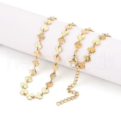 6MM 304 Stainless Steel Shell Shape Link Chain Necklaces NJEW-T016-06G-1