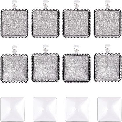 DIY Blank Square Pendant Making Kit DIY-NB0002-49-1