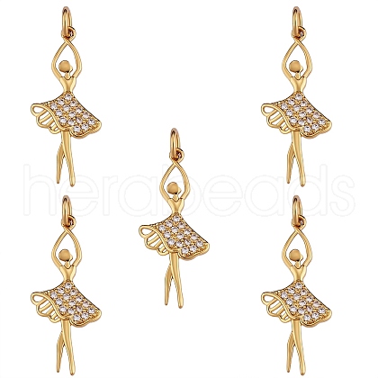 5Pcs Rack Plating Brass Micro Pave Cubic Zirconia Pendants KK-SZ0005-95-1