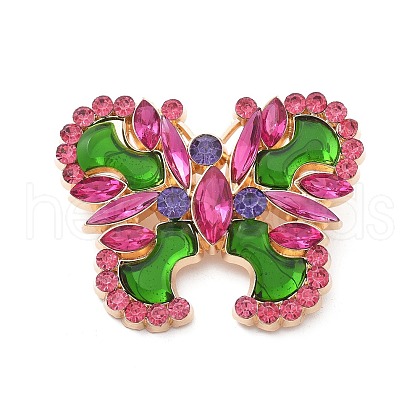 Butterfly Alloy Rhinestone Brooches JEWB-E041-06KCG-01-1