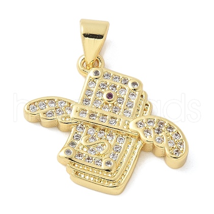 Brass Micro Pave Cubic Zirconia Pendants KK-K298-36G-1