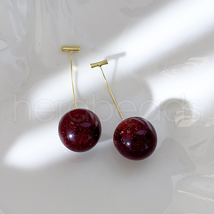 Zinc Alloy Resin Cherry Stud Earrings OI3891-3-1
