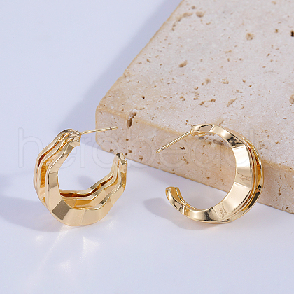 C-shaped Fold Charm Brass Stud Earrings OD0925-1