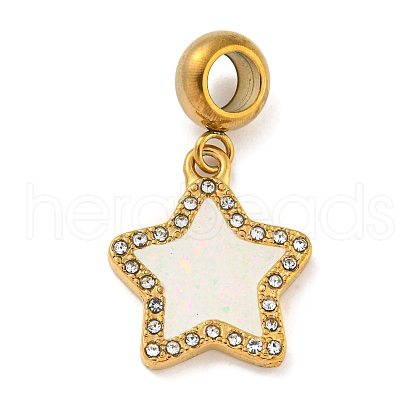 Ion Plating(IP) 304 Stainless Steel Pave Crystal Rhinestone European Dangle Charms X-STAS-U005-45G-02-1