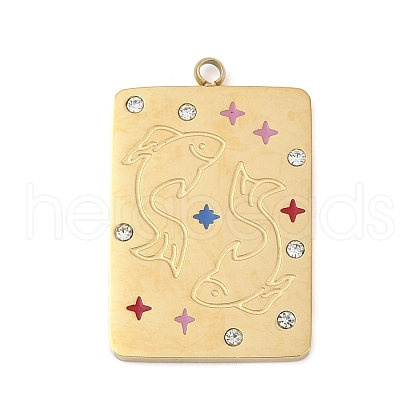 304 Stainless Steel Rhinestones Pendants STAS-D306-01G-L-1