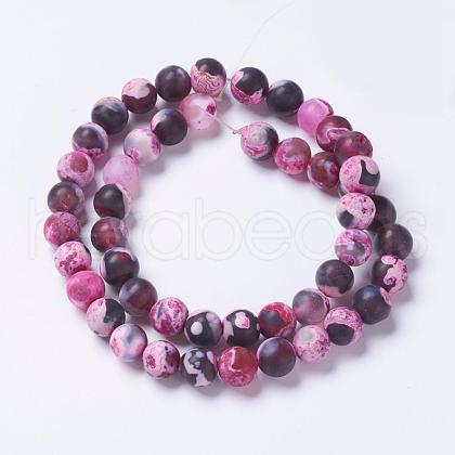 Natural Fire Crackle Agate Bead Strands G-E393-8mm-08C-1