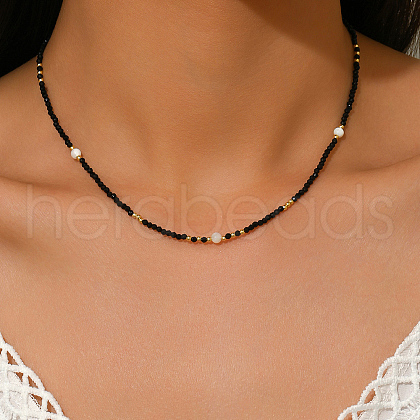 Vintage European-style Faceted Round Glass Beaded Necklaces for Women XV6526-1-1