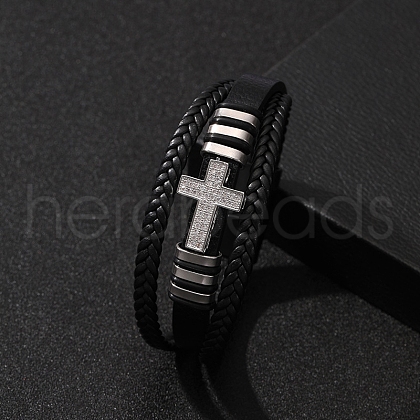 PU Leather Cord Braided Bracelets PW-WG71654-03-1