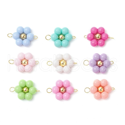 Acrylic Round Beaded Flower Connector Charms PALLOY-JF03846-01-1