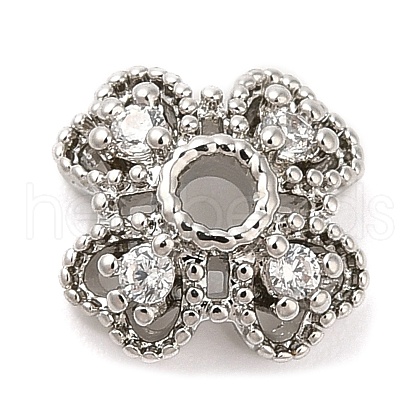 Rack Plating Brass Micro Pave Cubic Zirconia Bead Caps KK-M248-08P-1