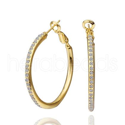 Chic Tin Alloy Czech Rhinestone Hoop Earrings For Women EJEW-BB12126-G-1