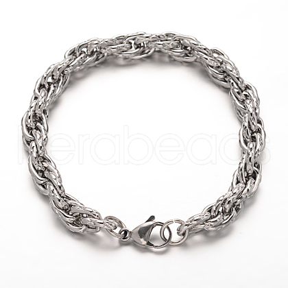 Tarnish Resistant 304 Stainless Steel Rope Chains Bracelets BJEW-L499-05P-1