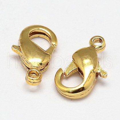 Rack Plating & Long-Lasting Plated Brass Lobster Claw Clasps KK-P030-24G-NF-1
