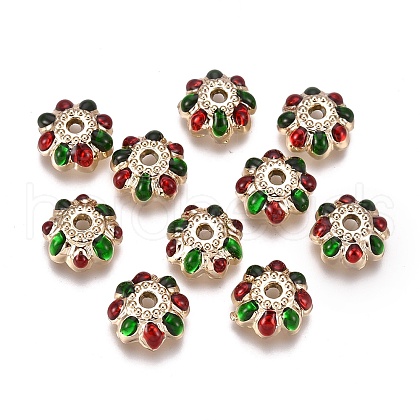 Golden Plated Alloy Enamel Bead Caps ENAM-E297-01G-1