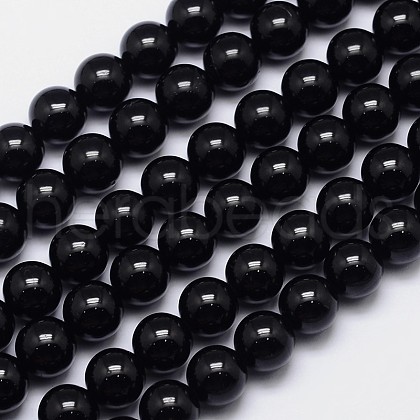 Natural Black Tourmaline Round Bead Strands G-I160-01-10mm-1