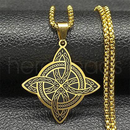 304 Stainless Steel Viking Knot Pendant Necklaces for Women NJEW-M105-10B-G-1