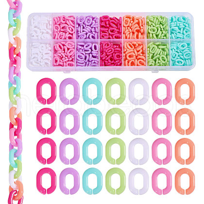 CHGCRAFT 560Pcs 7 Colors Opaque Acrylic Linking Rings MACR-CA0001-41-1