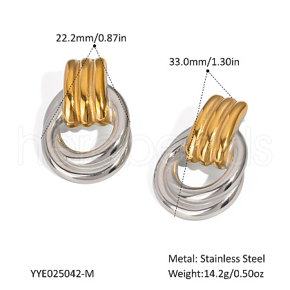 Stainless Steel Two Tone Stud Earrings MA4324-5-1