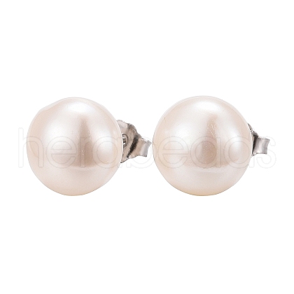 Valentine Presents for Her 925 Sterling Silver Ball Stud Earrings EJEW-D029-9mm-2-1