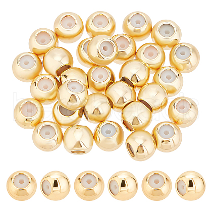 BENECREAT 30Pcs Brass Beads KK-BC0013-06-1