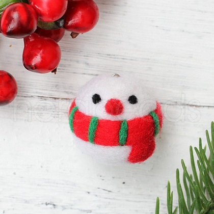 Christmas Theme Snowman Brooch Cactus Needle Felting Kit DIY-K055-04-1
