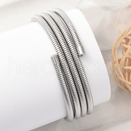 304 Stainless Steel Spring Multi-strand Bangles for Women BJEW-Z086-01P-02-1