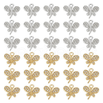 HOBBIESAY 48Pcs 2 Colors Rack Plating Eco-friendly Alloy Crystal Rhinestone Butterfly Charms FIND-HY0003-77-1
