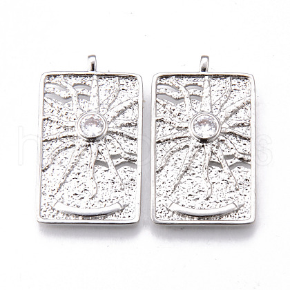 Brass Micro Pave Clear Cubic Zirconia Pendants KK-N232-168P-NF-1
