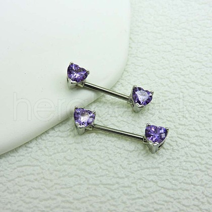 Heart Alloy Cubic Zirconia Nipple Barbell Rings WG1BFA6-02-1