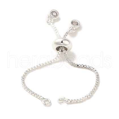Rack Plating Adjustable Brass Box Chain Slider Bracelet Making KK-M285-03S-1