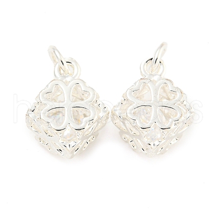 Rack Plating Brass Micro Pave Clear Cubic Zirconia Charms KK-F089-15S-1