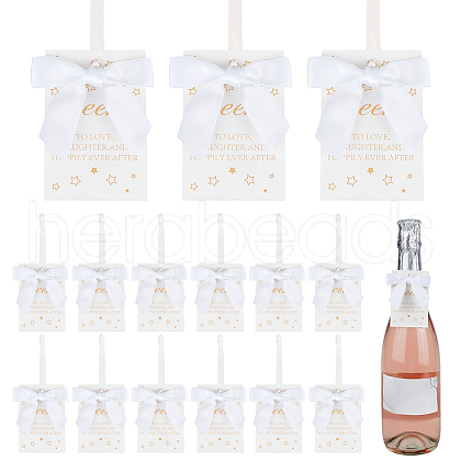 30Pcs Polyester Bowknot & Paper Card Pendant Decoration HJEW-OC00028-01-1