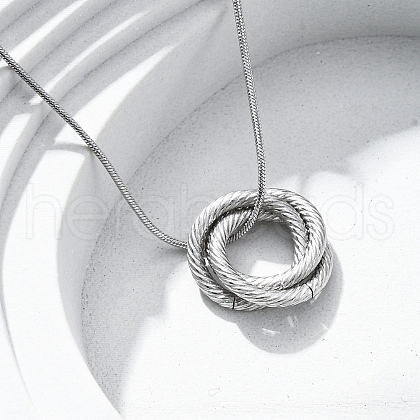 304 Stainless Steel Triple Circles Pendant Necklaces for Women NJEW-Z044-14P-1