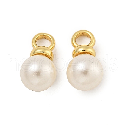 Round Shape Rack Plating Brass Pendants KK-C074-46G-1