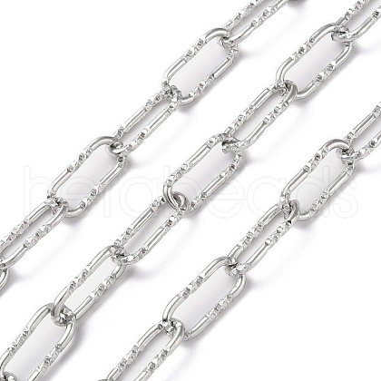 Tarnish Resistant 304 Stainless Steel Textured Paperclip Chains CHS-G027-04P-1