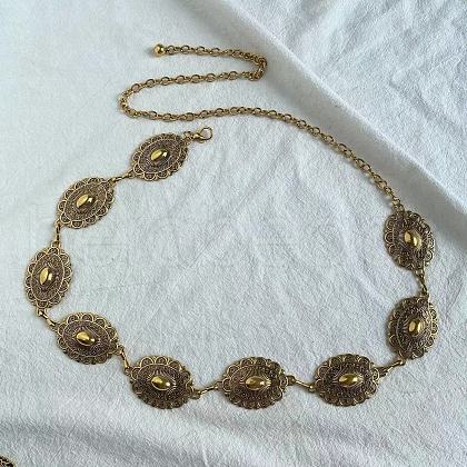 Tibetan Style Zinc Alloy & Iron Oval Link Chain Waist Belly Chains WGB4B33-06-1